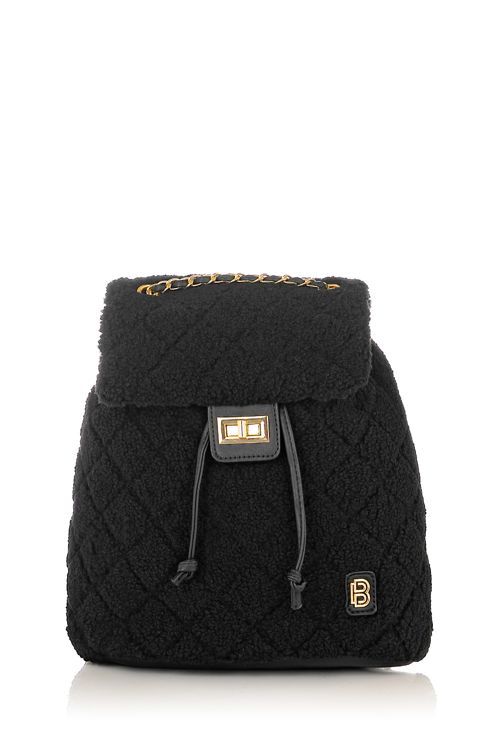 Μαύρη Backpack Fleece με Χρυσές Λεπτομέρειες