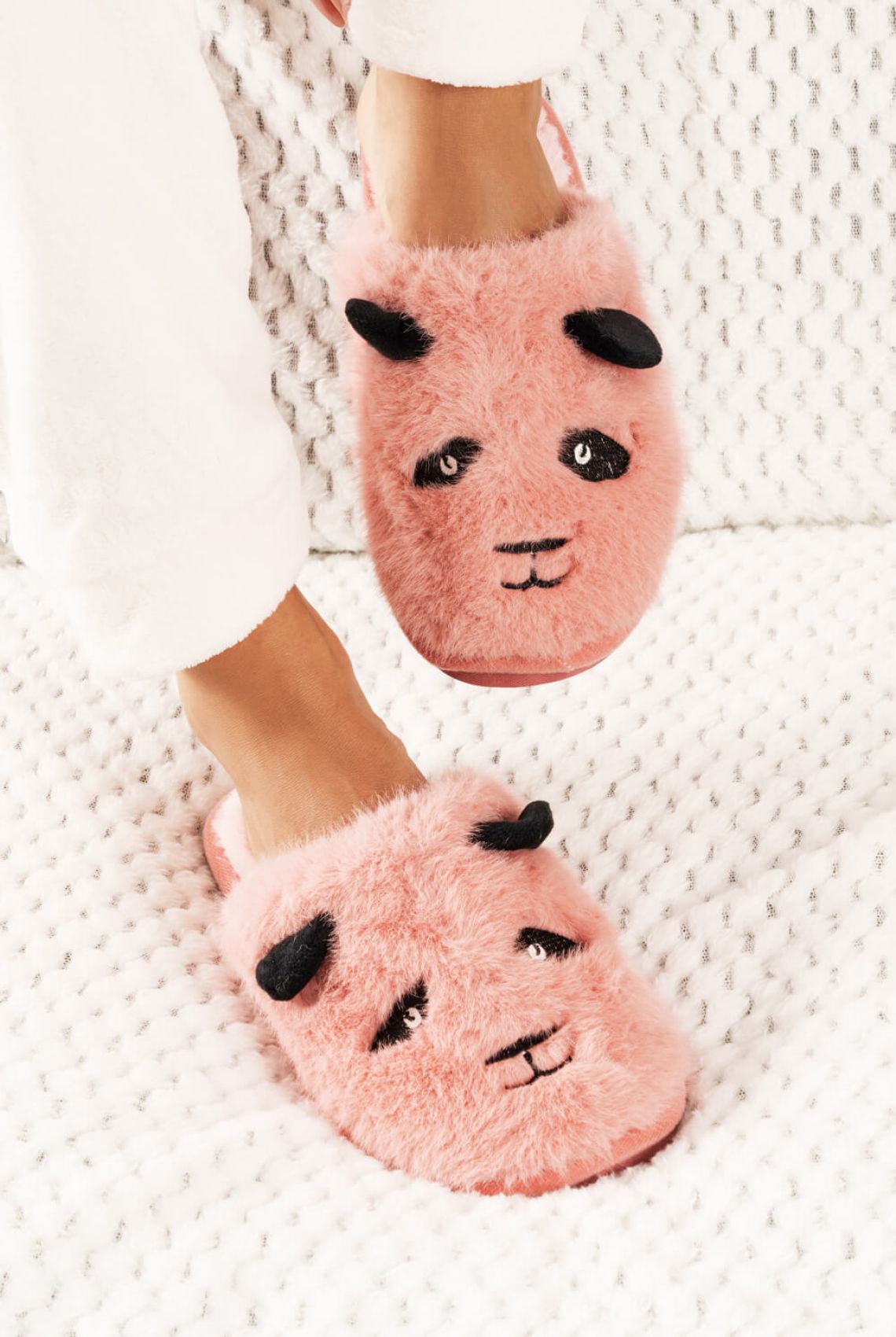 Pink Panda Fur Slippers