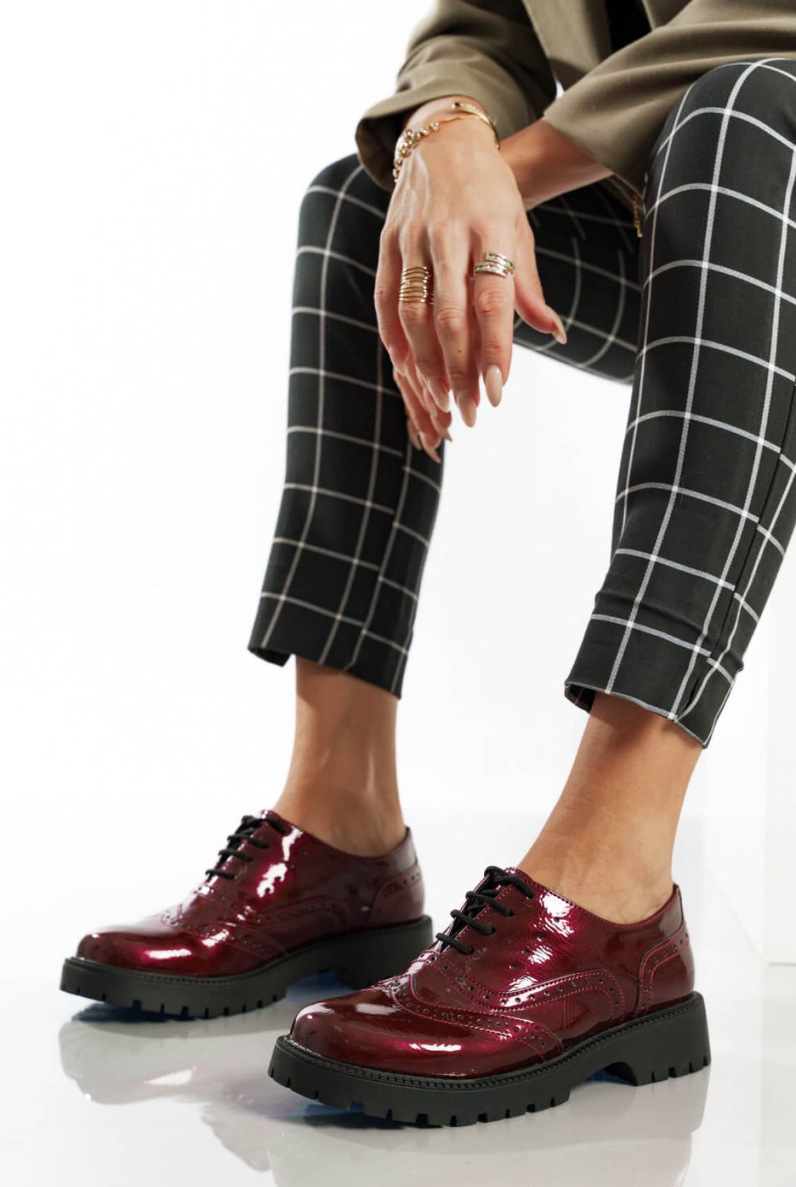 Μπορντό Λουστρίν Oxfords Made in Greece - Καθιστή στάση 