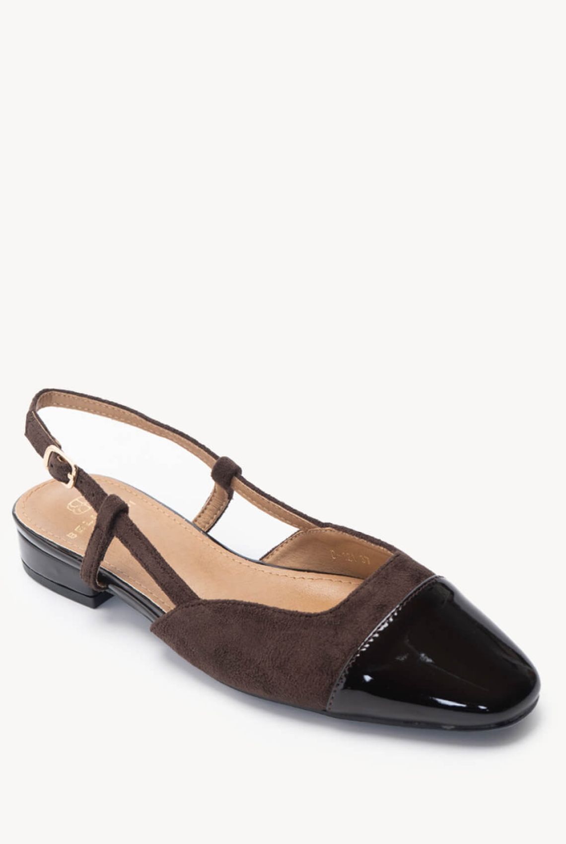 Καφέ Μπαλαρίνες Slingback με Τετραγωνισμένη Μύτη - Μεμονωμένο προϊόν