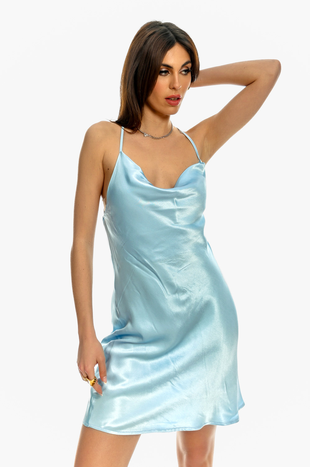 Σιελ Mini Σατέν Φόρεμα